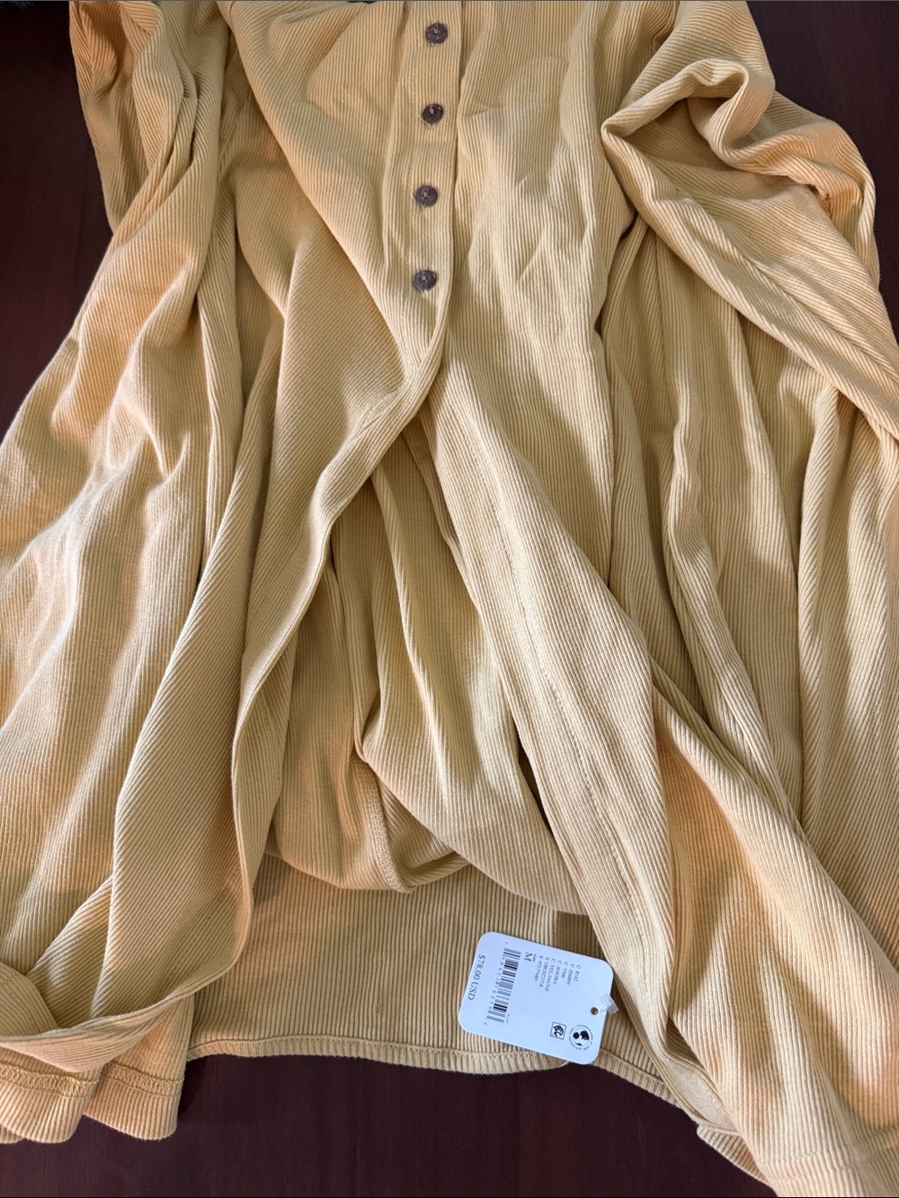 Free People Beach Yellow Button Up Maxi Jersey Knit Dress - Picture 4 of 5